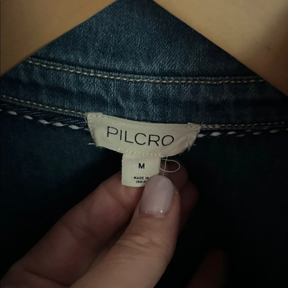 Anthropology Women's Denim Ruffle Top - Picture 3 of 6